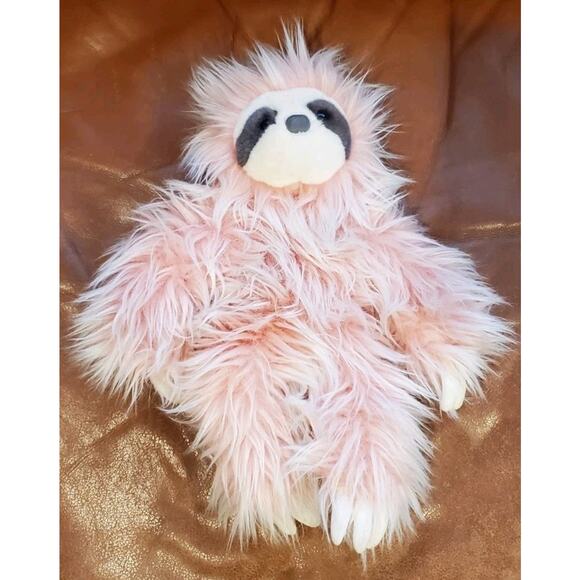 14 Inch Aurora Purely Luxe Fuzzy Pink Sloth Stuffed Animal Plush Toy With Claws - Picture 6 of 12
